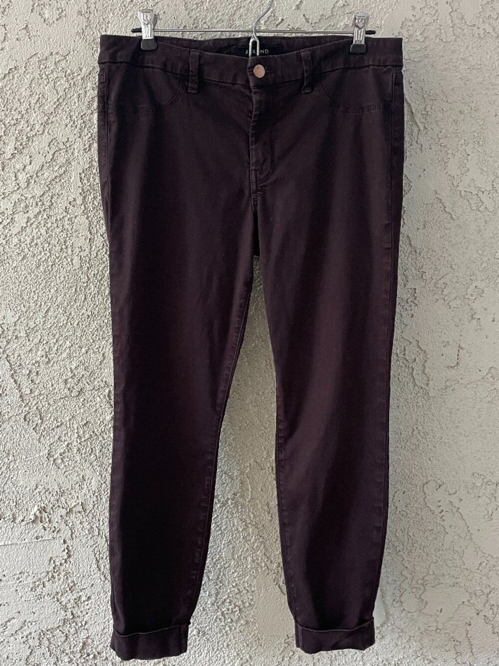 J Brand Anja Mid-Rise Cigarette Pants 31 Brown Lyocell Sateen